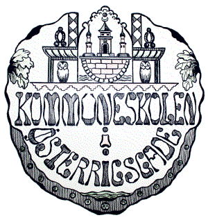 Håndkolloreret skolelogo fra 1906